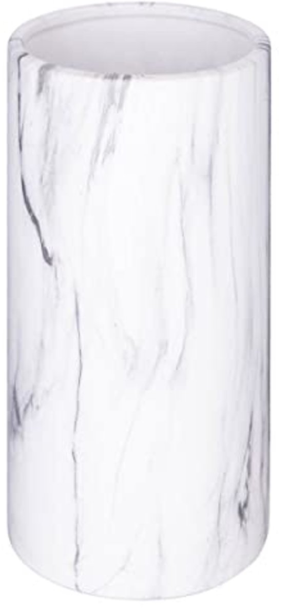 Cilindervaas Marmer Wit - Modern Design - Hoogte 20 cm