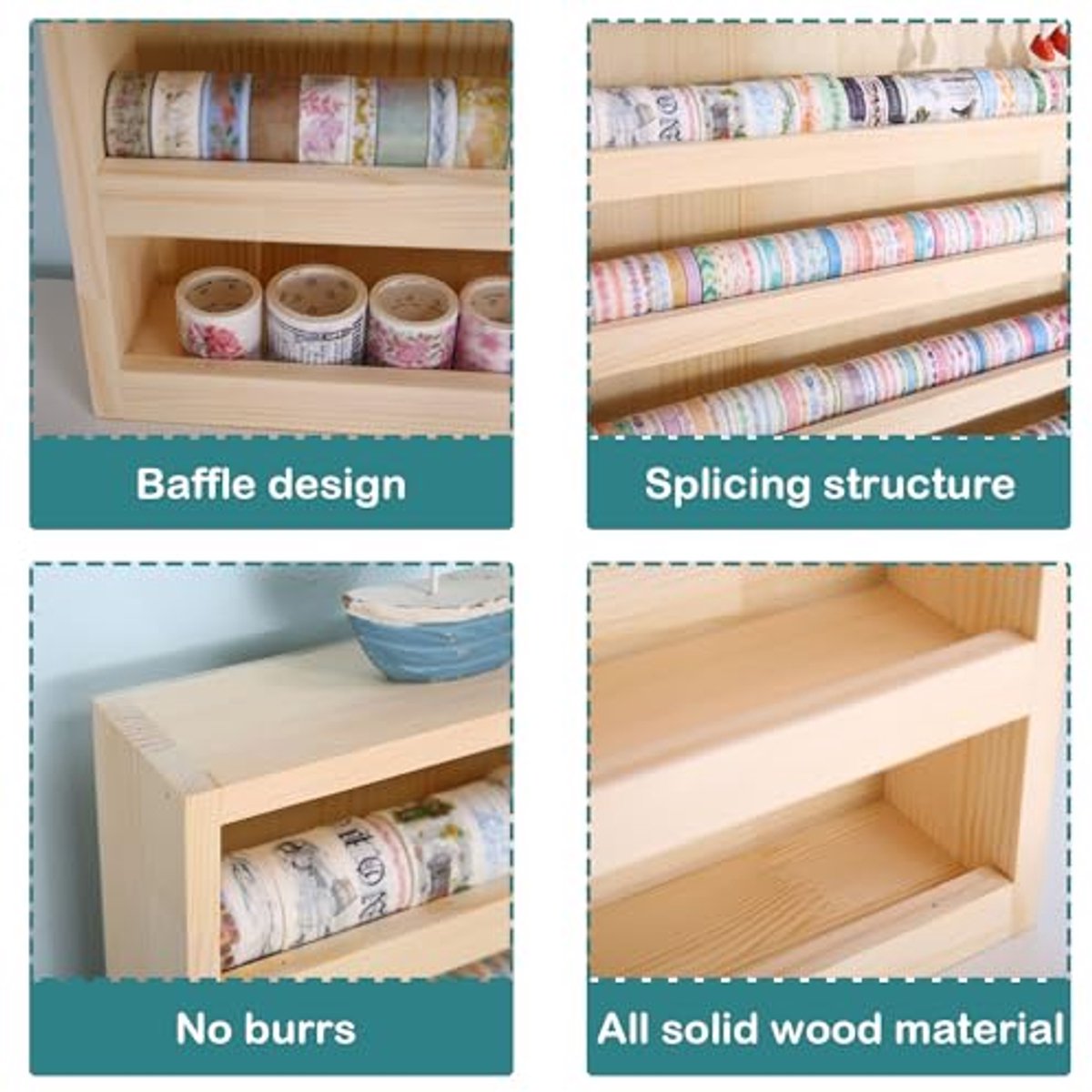 Houten 3-laags opbergorganizer met hanghaak - Opbergdoos voor washi tape, naaibenodigdheden, kantoorartikelen, knutselspullen en sieraden — cadeau in Wonen & Interieur - foto 4
