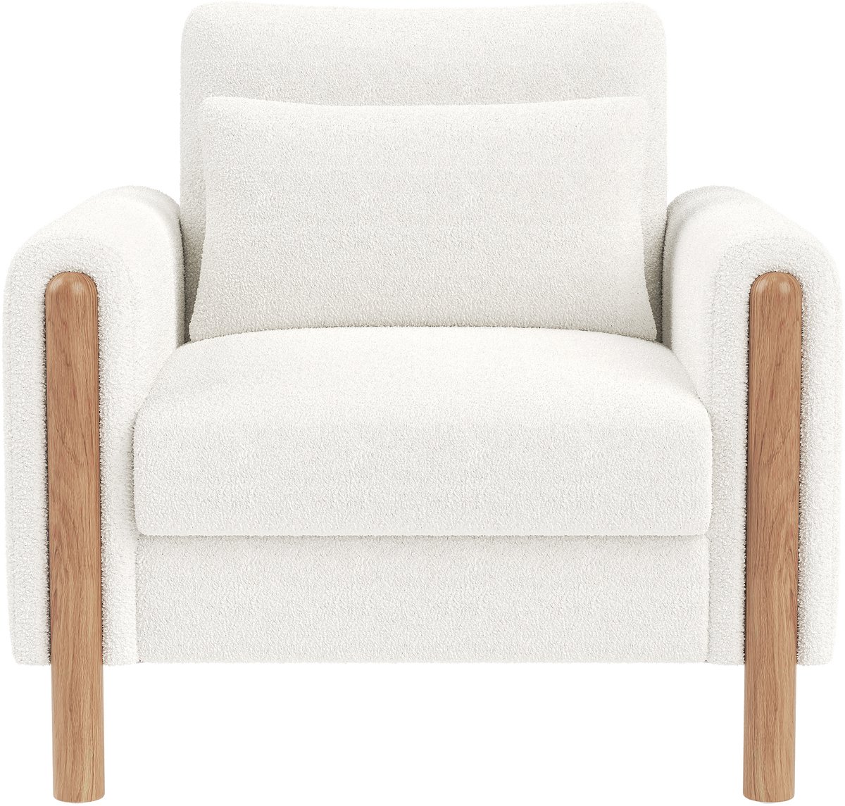 Moderne fauteuil met dikke kussens, comfortabele eenpersoons stoel met zachte bekleding, relaxstoel voor woonkamer, kantoor of slaapkamer, comfortabele leunstoel, wit