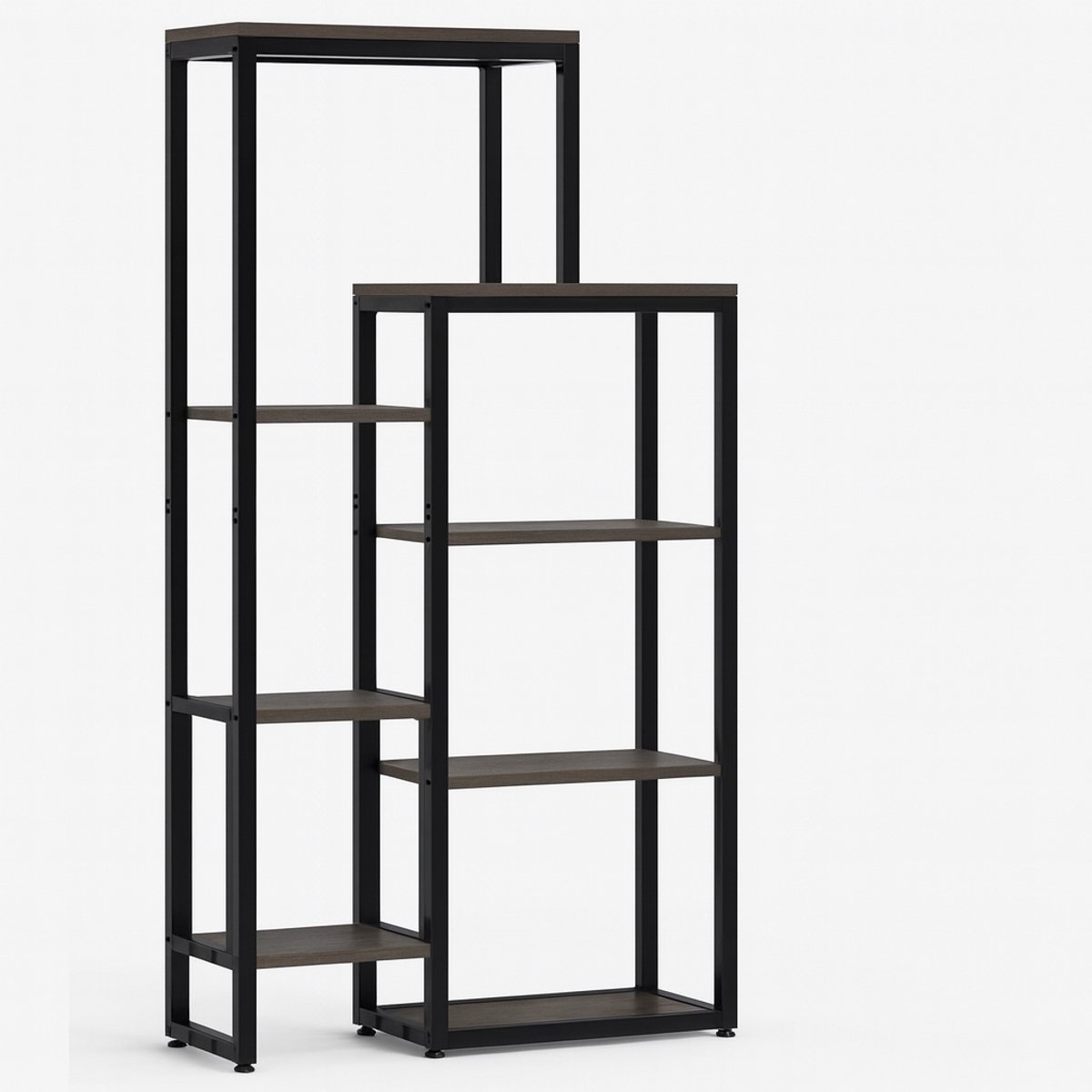 MAZAZU Industriële Opbergkast - Wijnkast - Hoge Stellingkast - Houtlook & Zwart Frame - 80x30x175cm