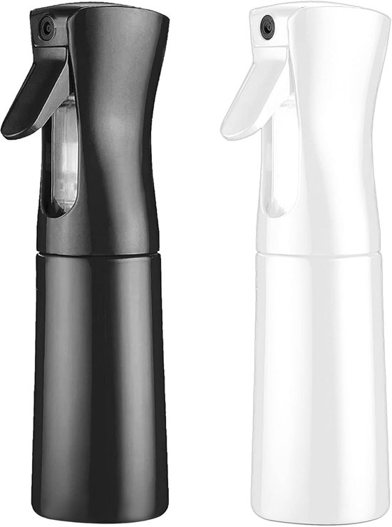 2-delige sprayflesset - voor haar - ultrafijne continue sprayfles - waterverstuiver - drukspuit - haar - planten - kapsalon - huidverzorging - reiniging - 20*6*6cm-200ml-Zwart+Wit
