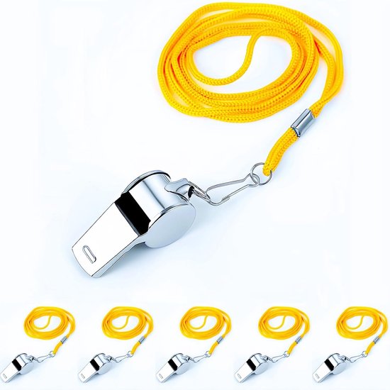 AIEX 4 stuks kunststof fluitjes, fluitje met riem, luid fluitje, voor noodgevallen, survival, trainer, hondentraining (zwart, blauw, rood en groen