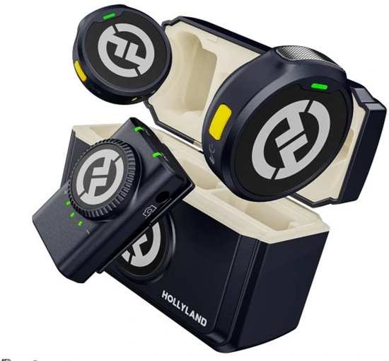 Microphone cravate sans fil Hollyland Lark M2 (Duo, Shine Charcoal) 48 kHz/24 bits, portée de 300 m, batterie 40 h, étanchéité IPX4, pour vlog/podcast