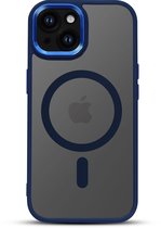 Coque pour Apple iPhone 15 - Cadre bleu - Coque arrière antichoc Casemania avec Bumper coloré - Compatible MagSafe - Coque souple et résistante aux chocs avec Protection complète de l'appareil photo - Coque antichoc