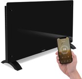 VONROC Luxe elektrische kachel - Convectorkachel met glazen paneel – 1250W/2500W- Verwarmt ruimtes tot 30m2 - Bediening zowel met app (via Wifi) als handmatig – Instelbare thermostaat en timer - Zwart