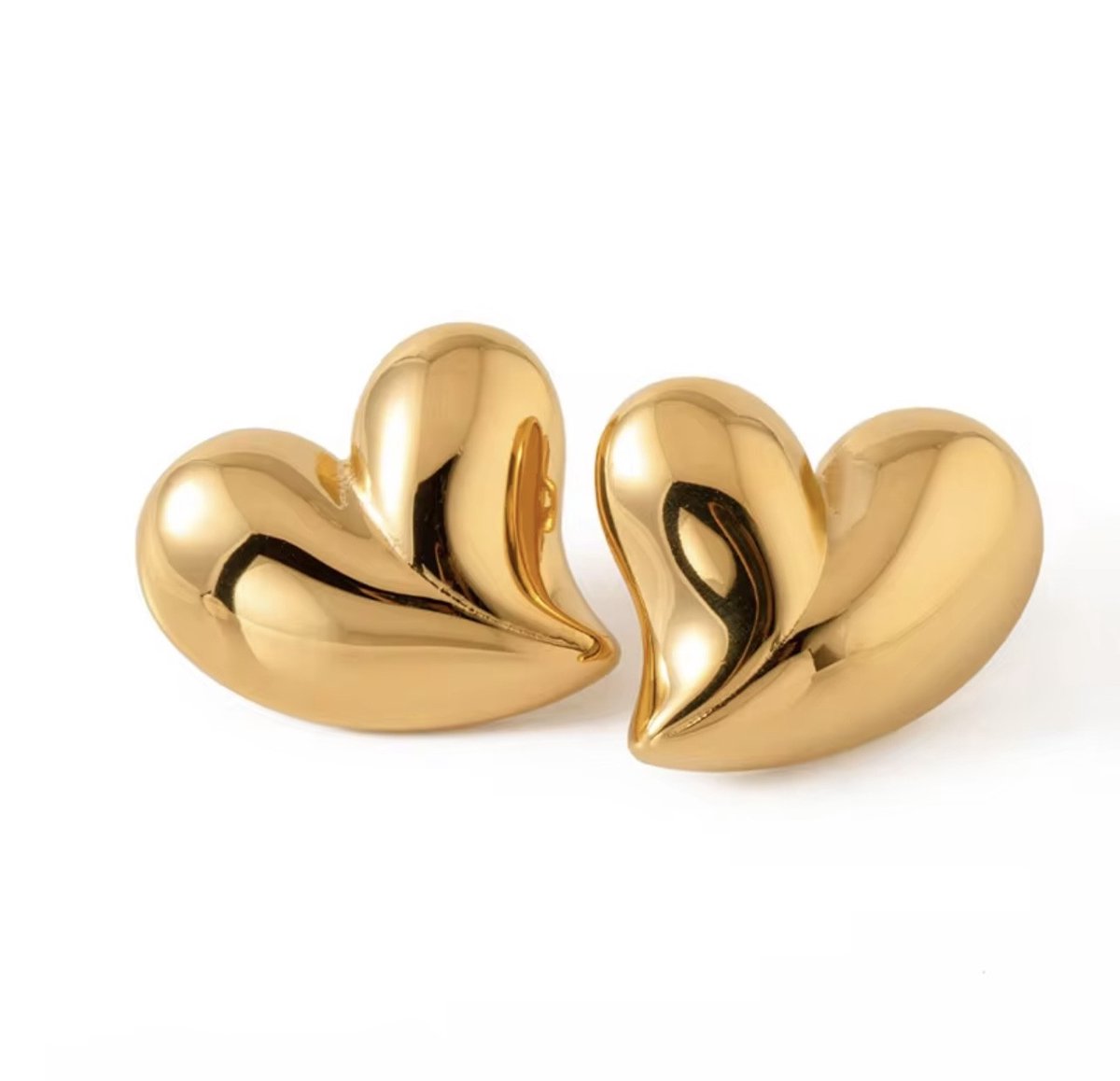 Merlie oorbellen - Gouden Hart Oorstekers - Stainless Steel - Elegant & Trendy Desig - Oorstekers - Oorbellen