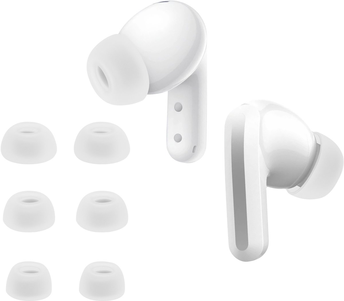kwmobile 6x cover voor in-ear oortjes geschikt voor Xiaomi Redmi Buds 5 - Vervangende oordopjes van siliconen in wit - 3 maten