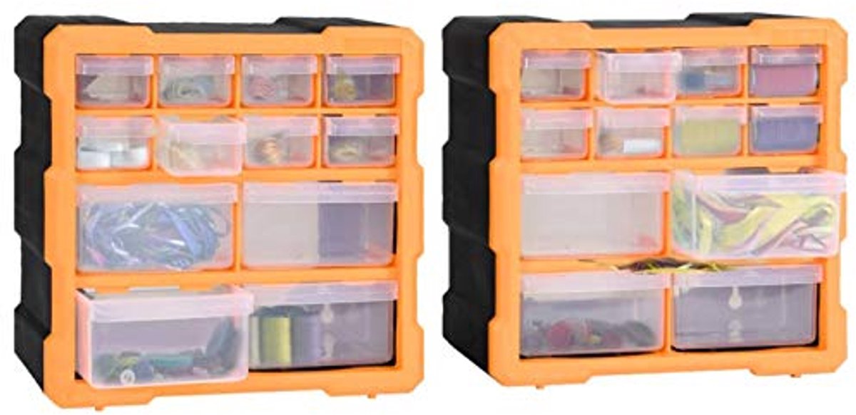 2 Stuks Multi-Lades Opbergsysteem voor Kleine Onderdelen – Organizer met 12 Laden