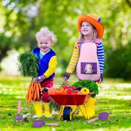 5-delig tuingereedschap voor kinderen - Eenhoorn tuinset met schort, handschoenen en speelgerei van Esschert Design — afbeelding 2