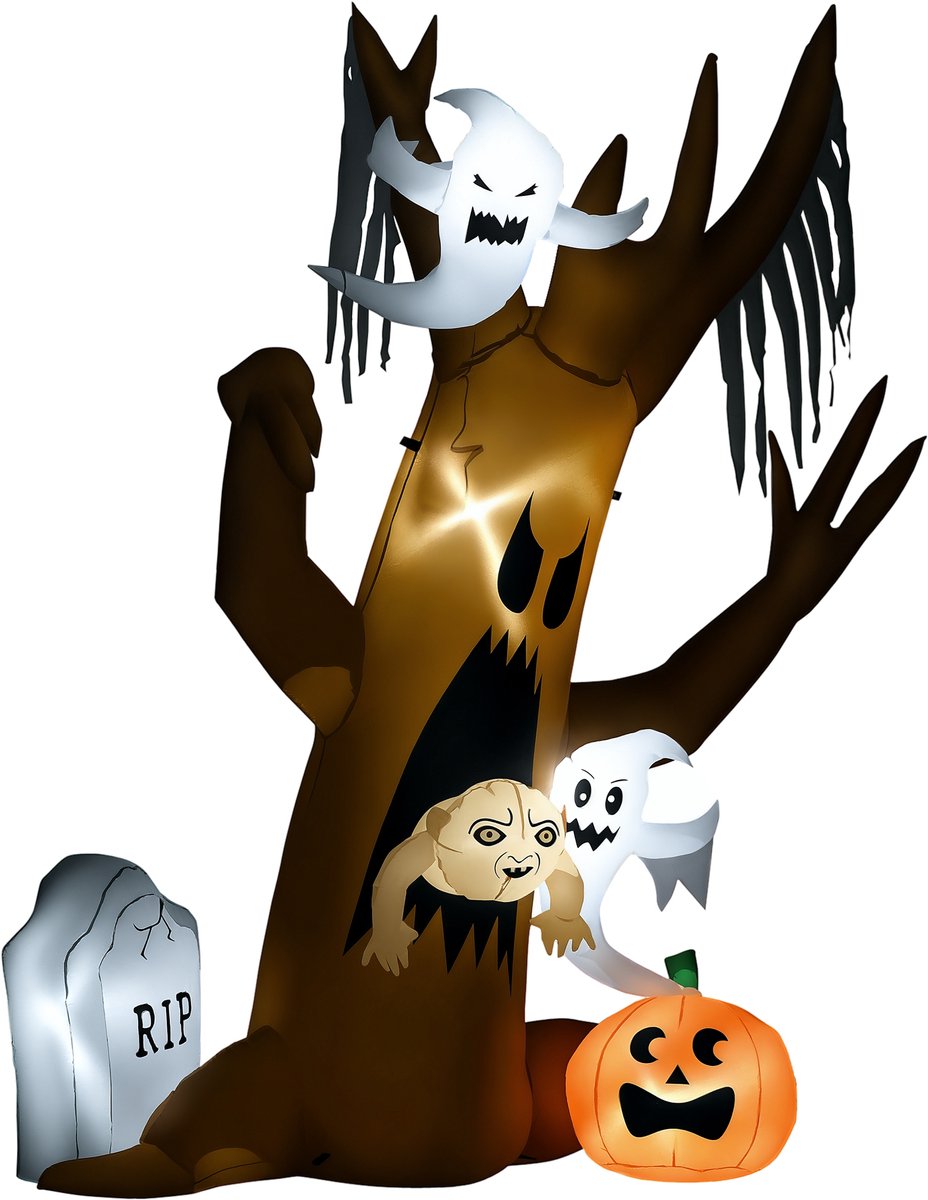 HOMCOM Opblaasbare Halloween Spookboom Polyester 200L x 90B x 240H cm Meerkleurig