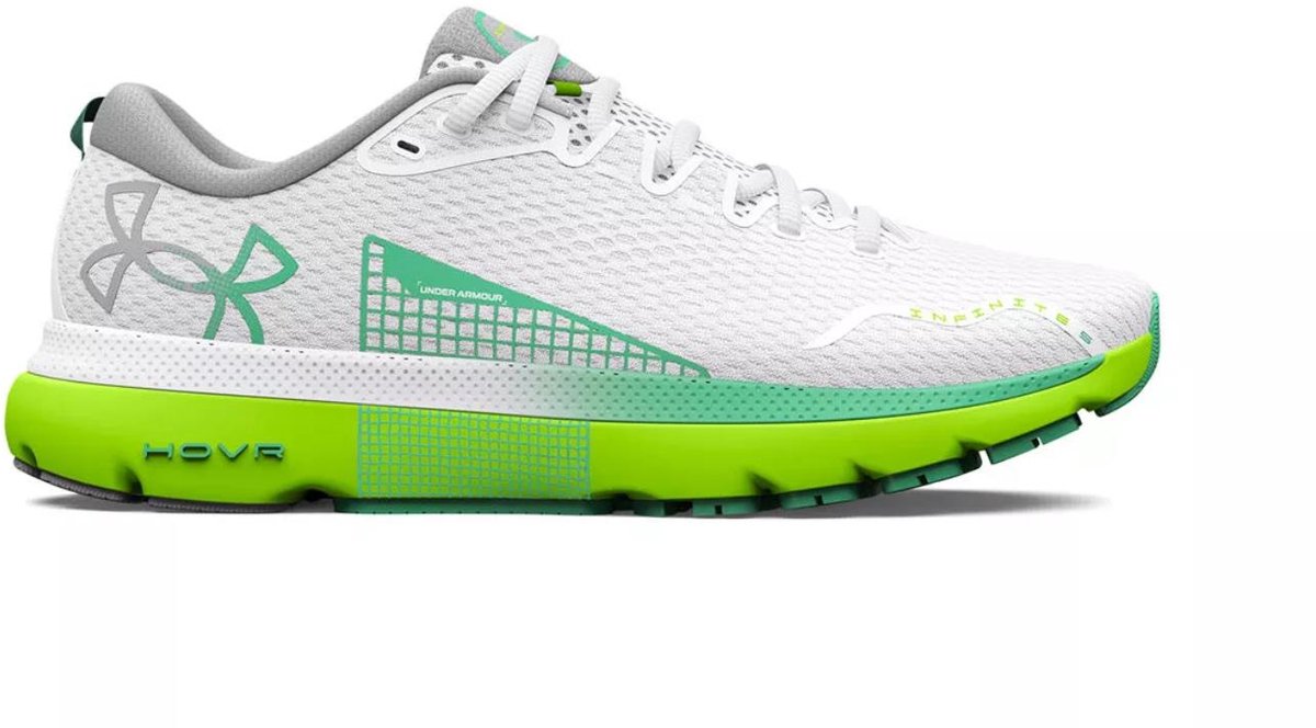 Under Armour Dames Wit en Groen HOVR Infinite 5 Sportschoenen