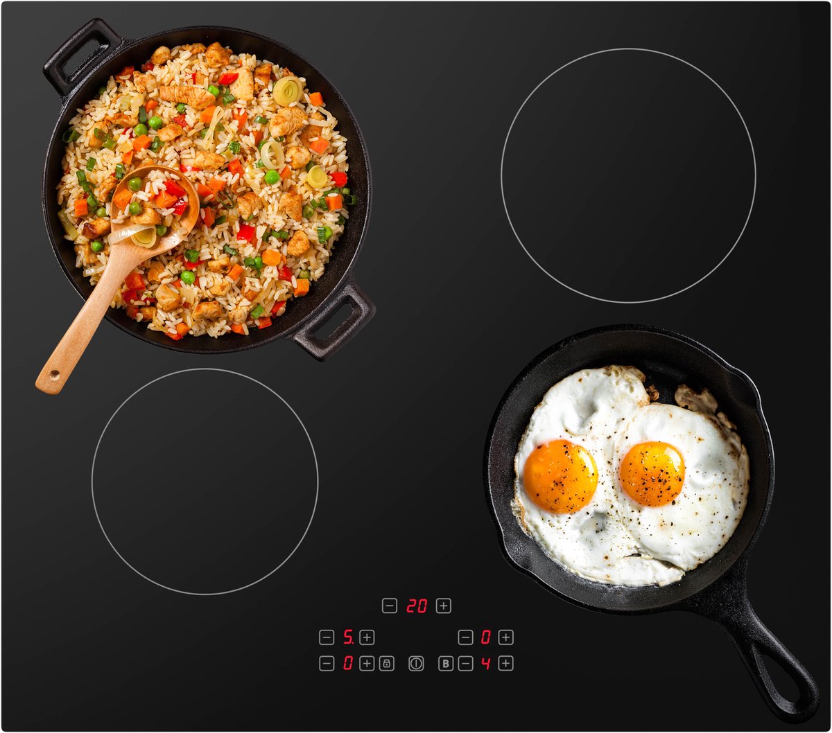 Tomado TIH6001B - Inbouw inductiekookplaat - 1 fase - 4 kookzones - Zwart