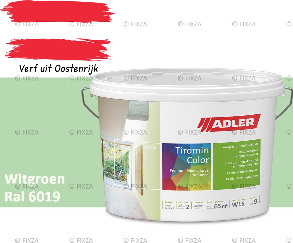 ADLER Aviva Tiromin-Color Silicaat Muurverf Binnen – 3 Liter – RAL 6019 Witgroen, Hoogdekkende & Ademend – Ecologische Schimmelwerende Wandverf