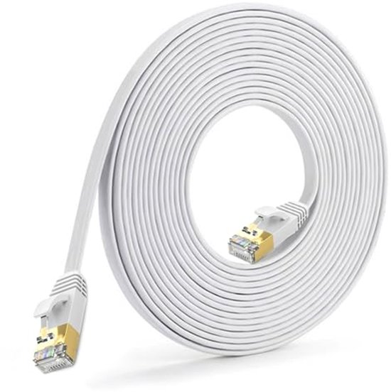 deleyCON 5x 0,5m Plat CAT7 Netwerkkabel (CAT 7 met 10 Gbit/s) Gigabit LAN - RJ45 Ethernet Kort Patchkabel Plat - voor Internet Schakelaar Router Modem Patchpanel - Gekleurd