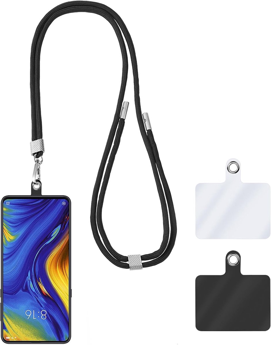 Phone Lanyards - verstelbare nylon crossbody nek telefoon lanyard straps - Zwart