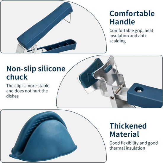 Pince 2 En 1 Anti-brûlure En Silicone - Pour Airfryer, Four, Micro-ondes - Porte-casserole Sécurisé - Verrouillage Pliable - 8