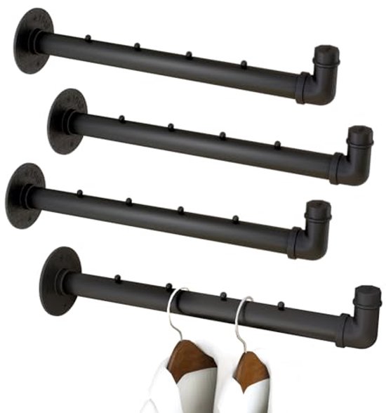 Industriële Pijp Kledingrek - 1 stuk - Zwart - 24 Inch Industriële Pijp Kledingrek - 1 stuk - Zwart - 24 Inch