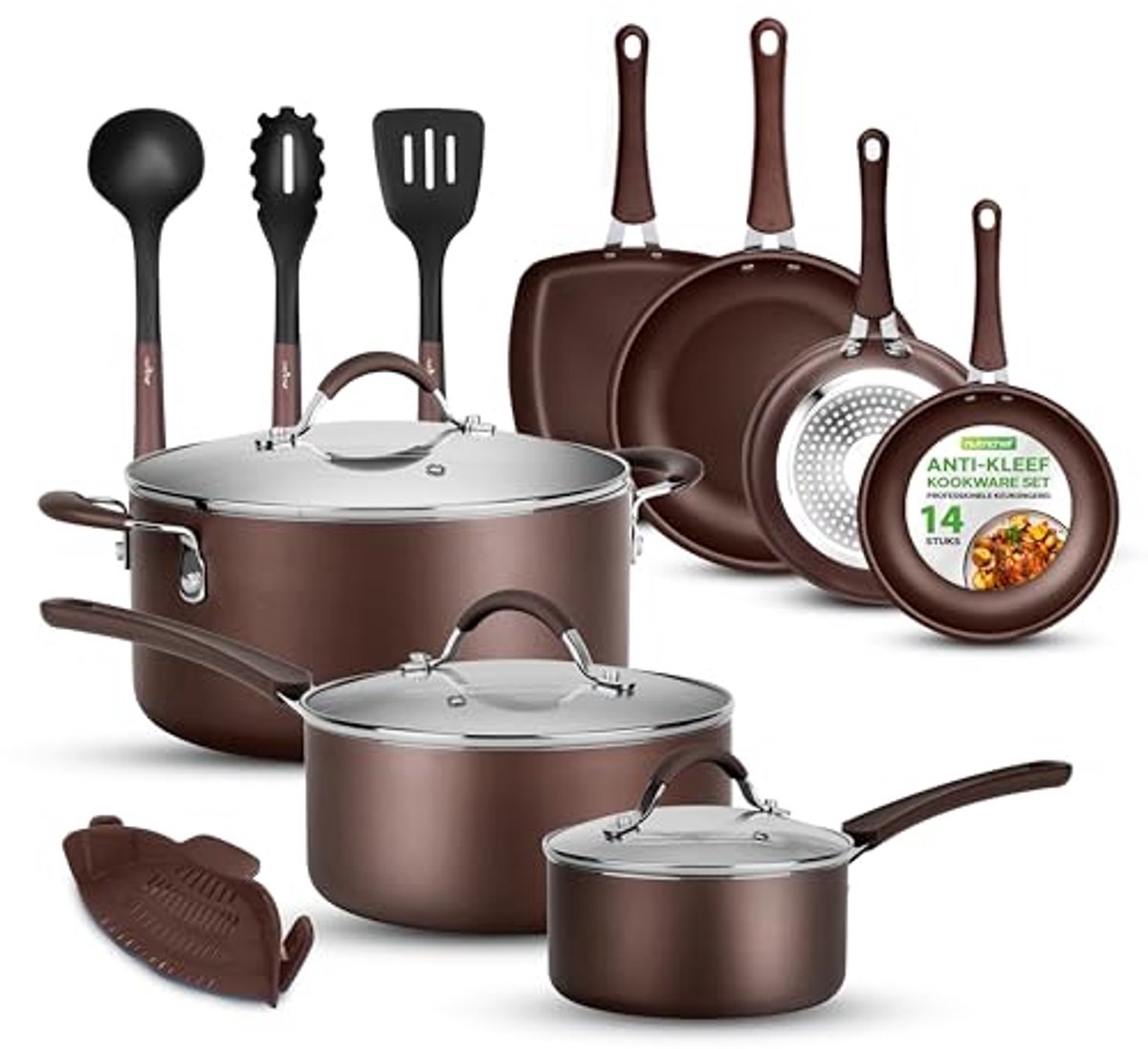 14-delige Antiaanbak Pan Set voor Inductie en Alle Hobs