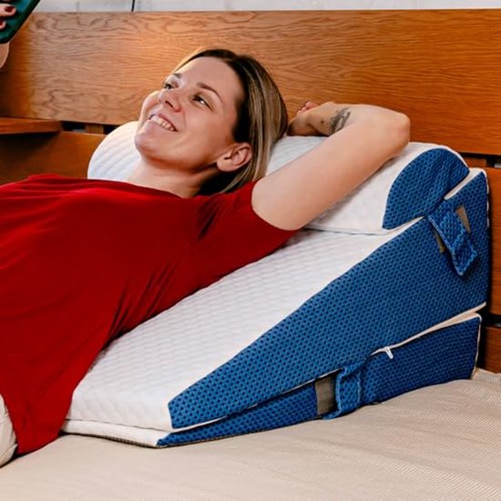 Ergonomisch Lees- en Ondersteuningskussen - Extra Breed 60x48x30cm - Antireflux Kussen met Verstelbare Hoogtes voor Volwassenen