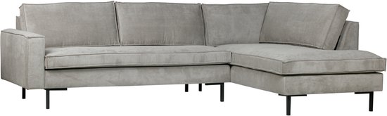 Canapé d'angle droit WOOOD en tissu côtelé - Vert patiné