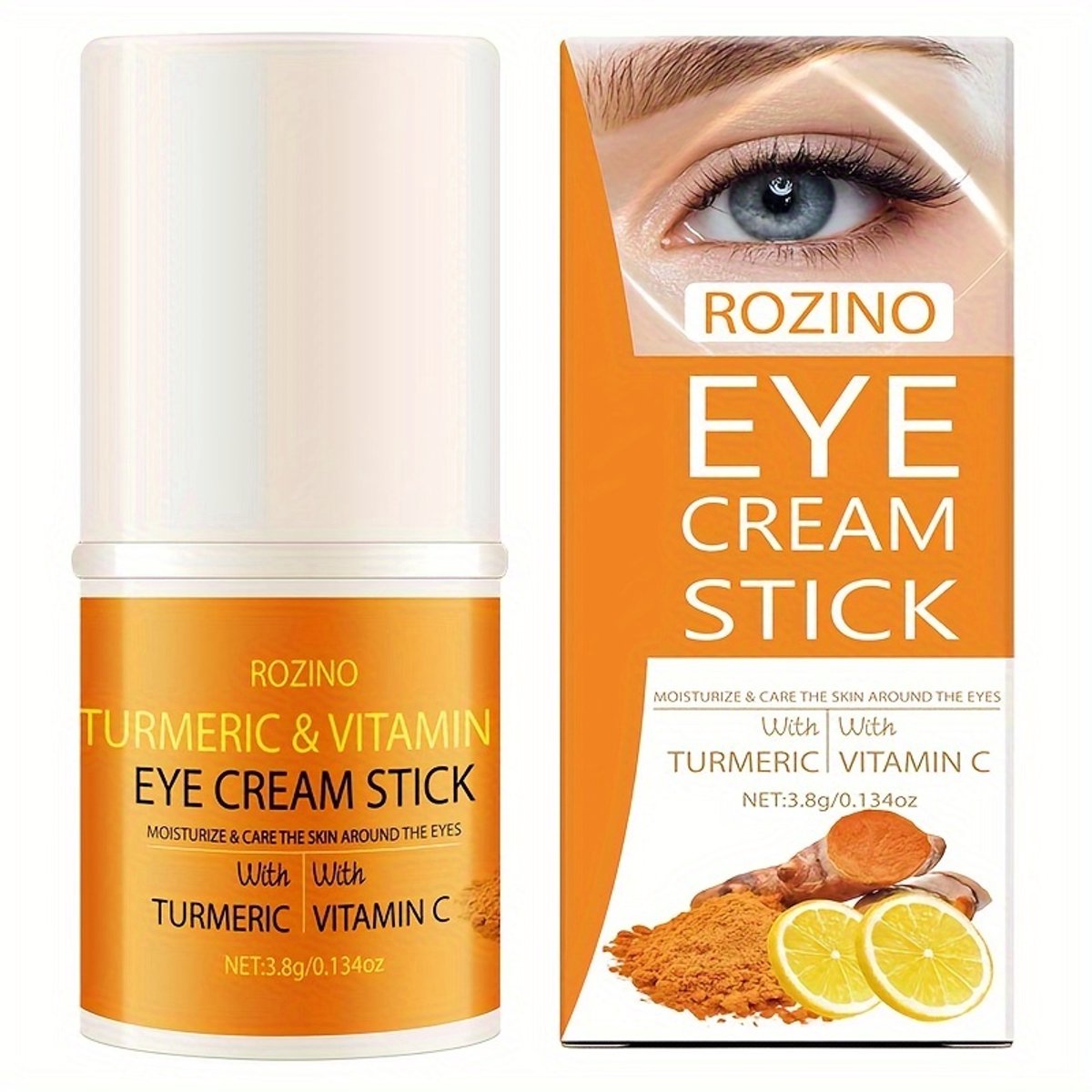 Rozino Kurkuma Oogcrème – Eye Cream met Turmeric & Vitamine C – Vermindert Donkere Kringen & Wallen – Hydraterende Anti-Aging Oogverzorging Oog Creme – Brightening Eye Cream for Dark Circles