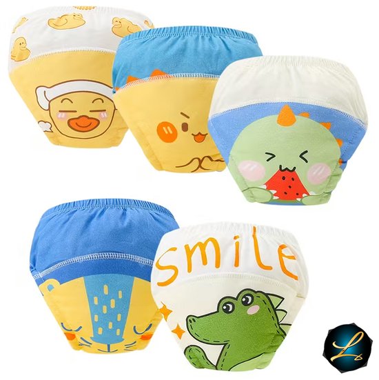 5-delige Set Wasbare Dieren Trainingsluiers / Oefenbroekjes Baby’s en jonge kinderen - Zachte Katoen, Duurzaam en Herbruikbaar