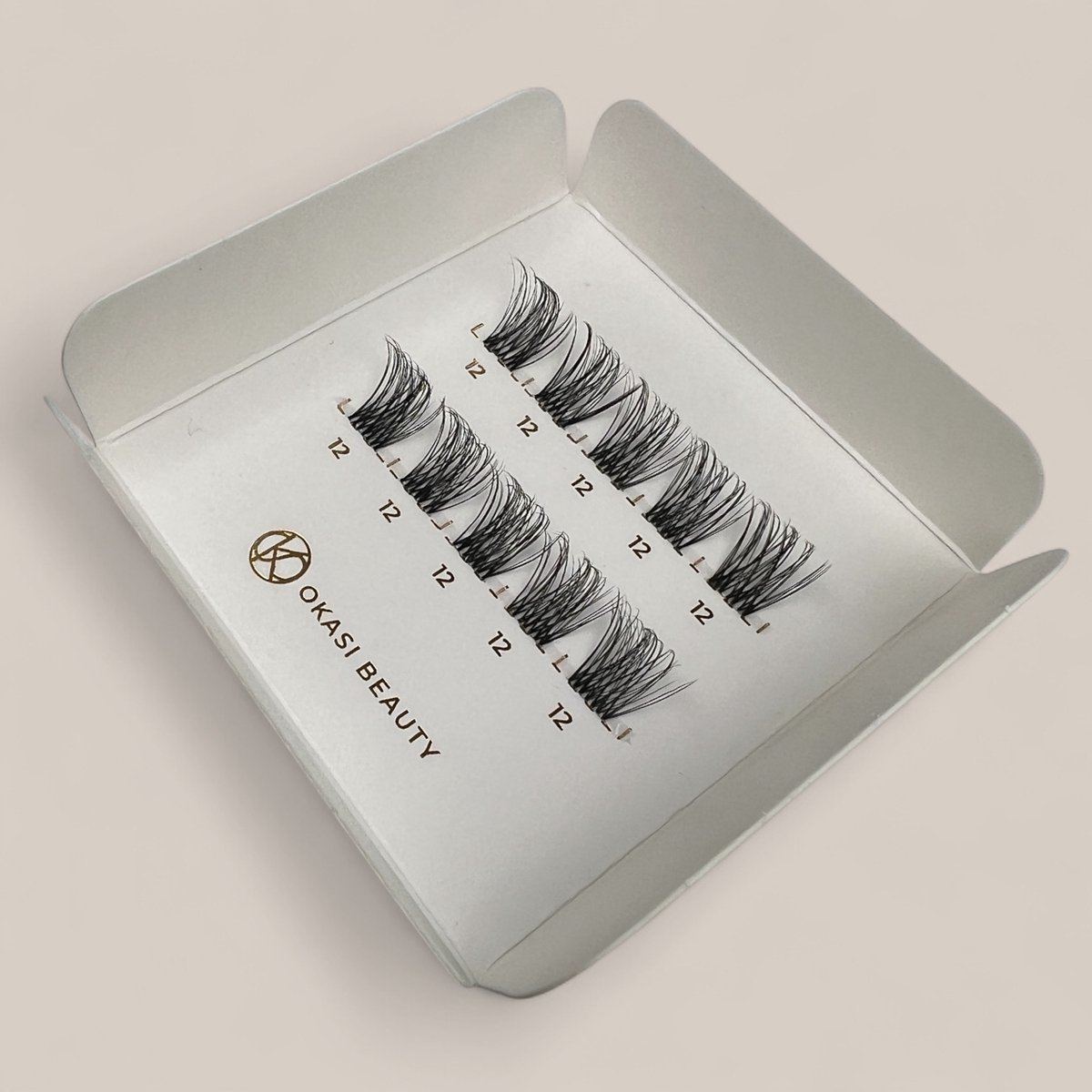 Okasi Beauty - Flawless Try Me 12 mm - Premium Natural Lashes - 10-cluster DIY Wimper segmenten - Lengte 12 mm - Ultradunne transparante wimperband - DIY wimperextensions - Natuurlijke wimperlook