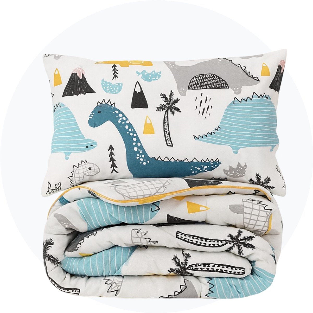 SimplyDream Dino wasbaar dekbed - Eenpersoons - 140x200 cm - Blauw