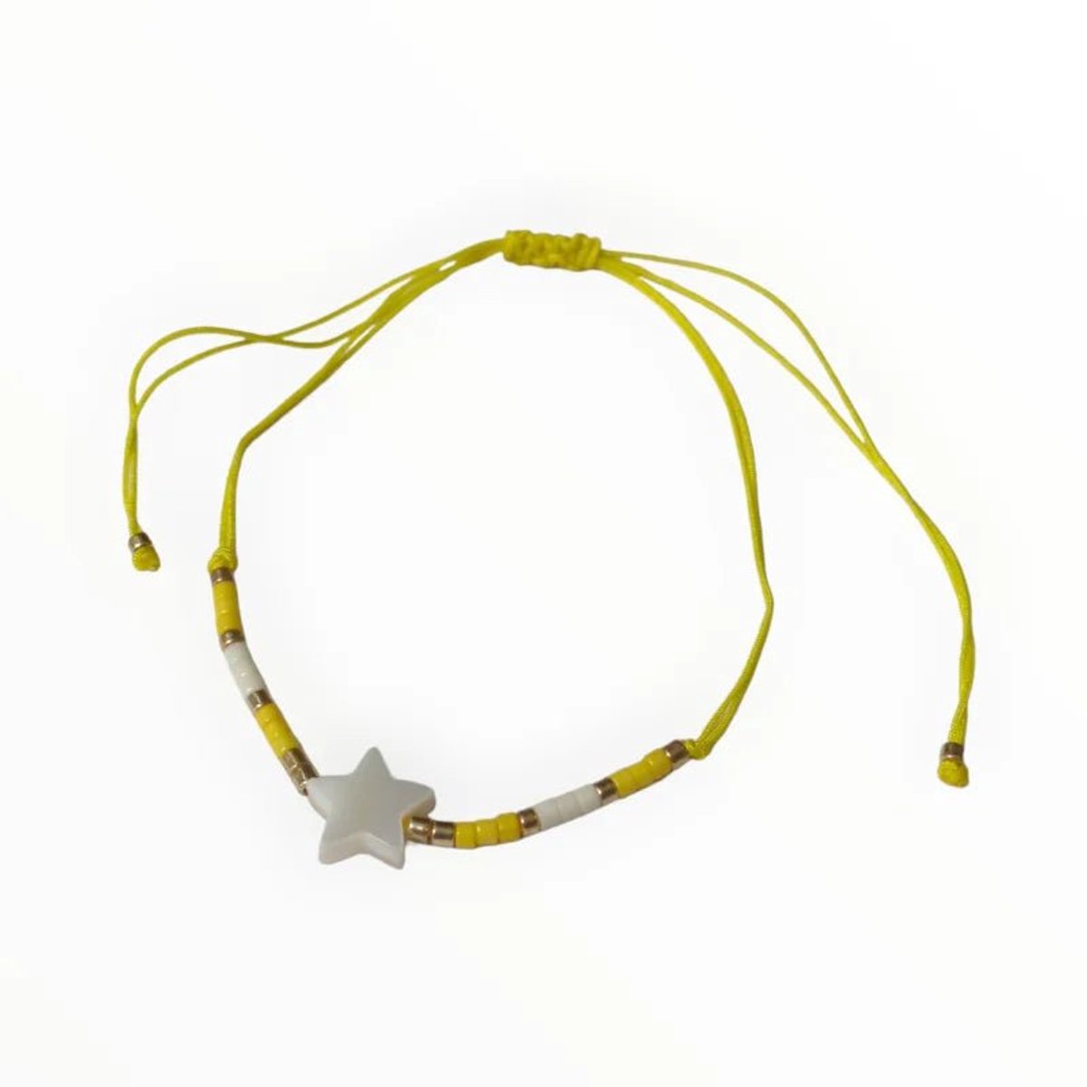 Aramat Jewels- verstelbare kralen armband ster en schelp-Licht roze