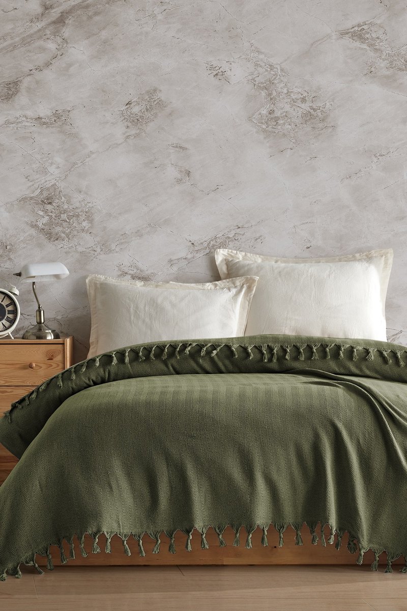 Asir - Dubbele Piqué Deken - Khaki - 200 x 220 cm