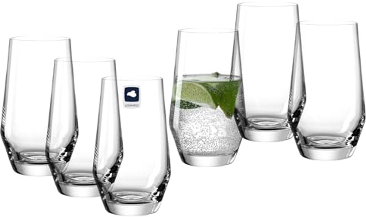 Longdrinkglazen van kristalglas - Set van 6 - 6 cm hoogte