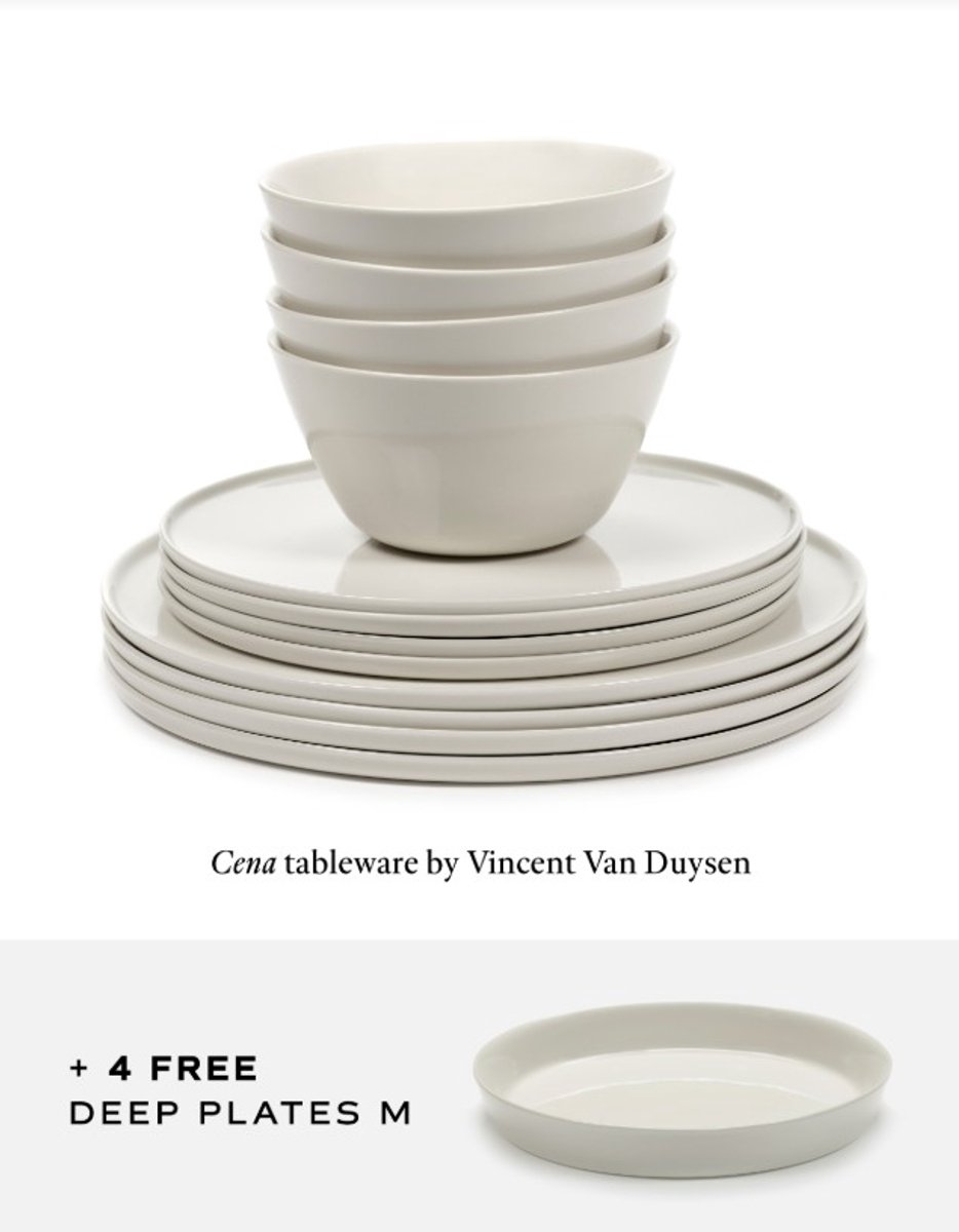 Serax Vincent Van Duysen Serviesset Cena Ivory wit 16 delig / 4 personen (4 GRATIS diepe borden)