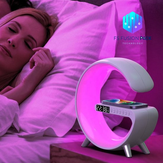Wake-up Light -APP-bediening -Wekker Sfeerlamp -Nachtlamp-Wekkerradio-Slaaptrainer Lamp-Draadloos opladen-Multifunctioneel-FS Fusion Pack-Groot G-Lamp–Smart Bluetooth Speaker, 15W Draadloos-Nachtlamp–USB–Black Friday Kerstcadeau-Sinterklaas-Nieuwjaar van Wake-up Light — afbeelding 3