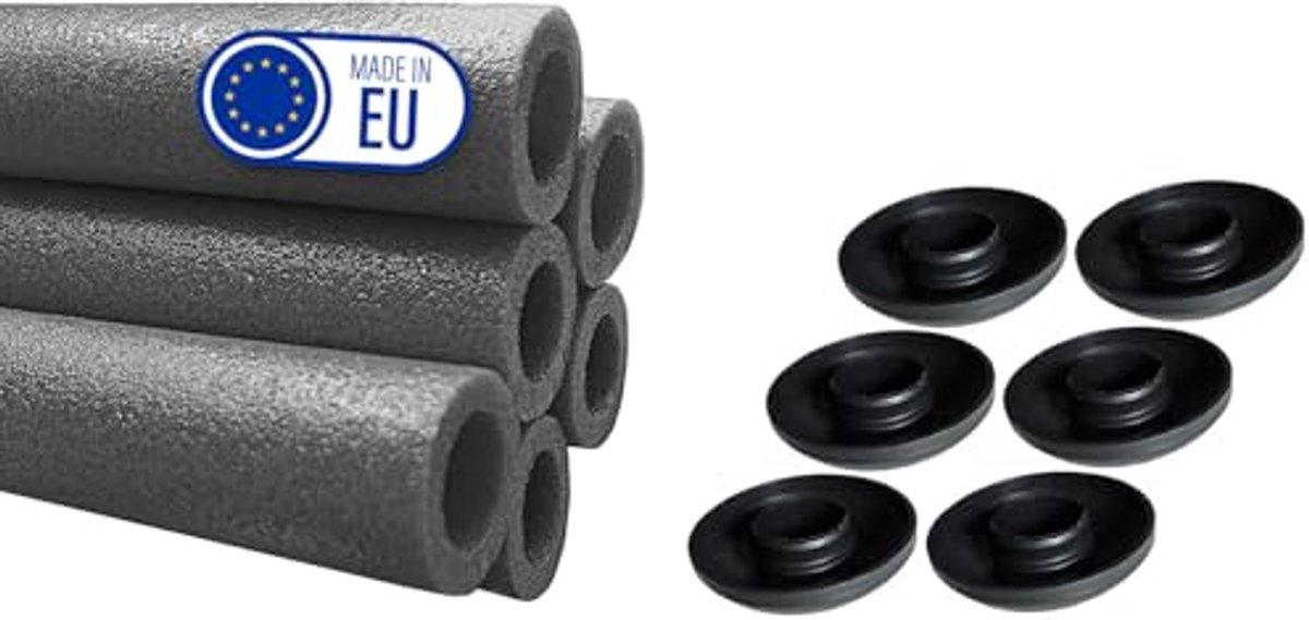Schuimrubberen Trampolinebuizen Set van 6 - 180 cm met Doppen - Bescherming voor Tuintrampoline