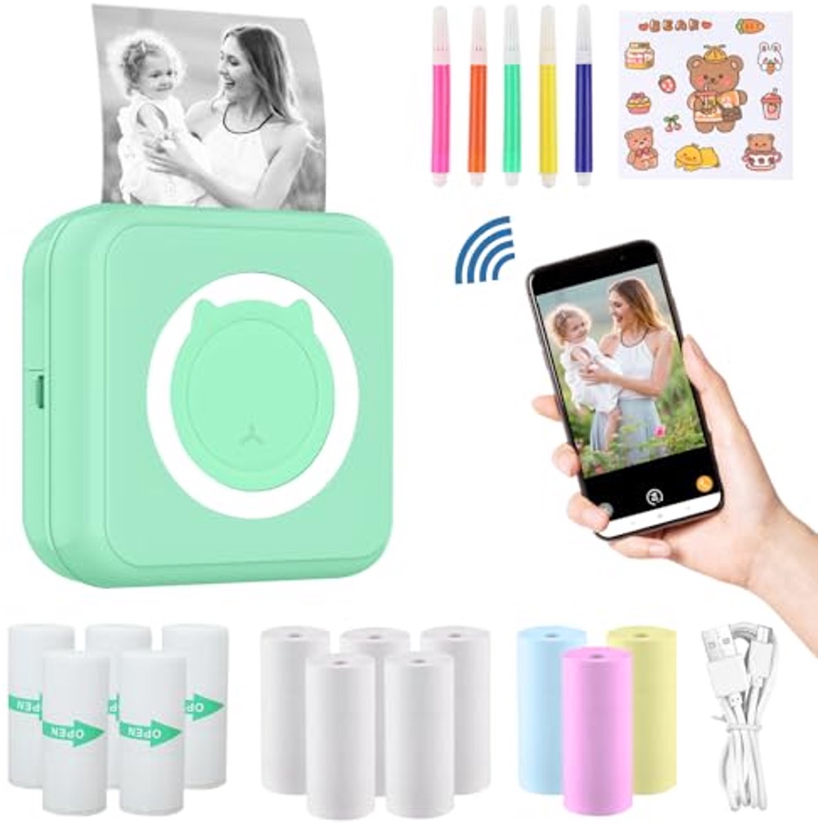Mini Draagbare Fotoprinter voor Smartphone - Bluetooth Thermische Printer voor iOS en Android - Ideaal voor Notities en Memomaken