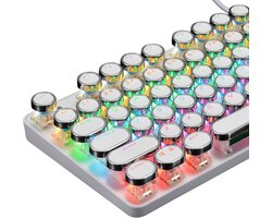 JeiibrZui Mechanisch Gamingtoetsenbord – Rgb Led-achtergrondverlichting – Ergonomisch Ontwerp Anti-ghosting + Unieke Ronde Toetsen – 87 – Voor Gamers Zwart