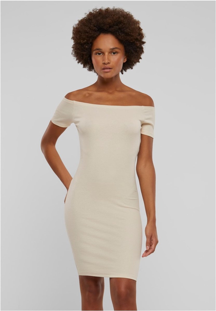 Urban Classics Off Shoulder Rib Korte jurk 5XL Beige