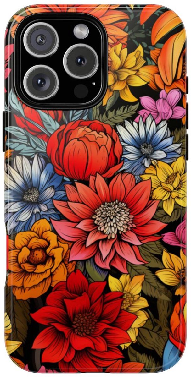 Levendig Bloemenpatroon – Telefoonhoesje Geschikt voor iPhone 16 Pro Max
