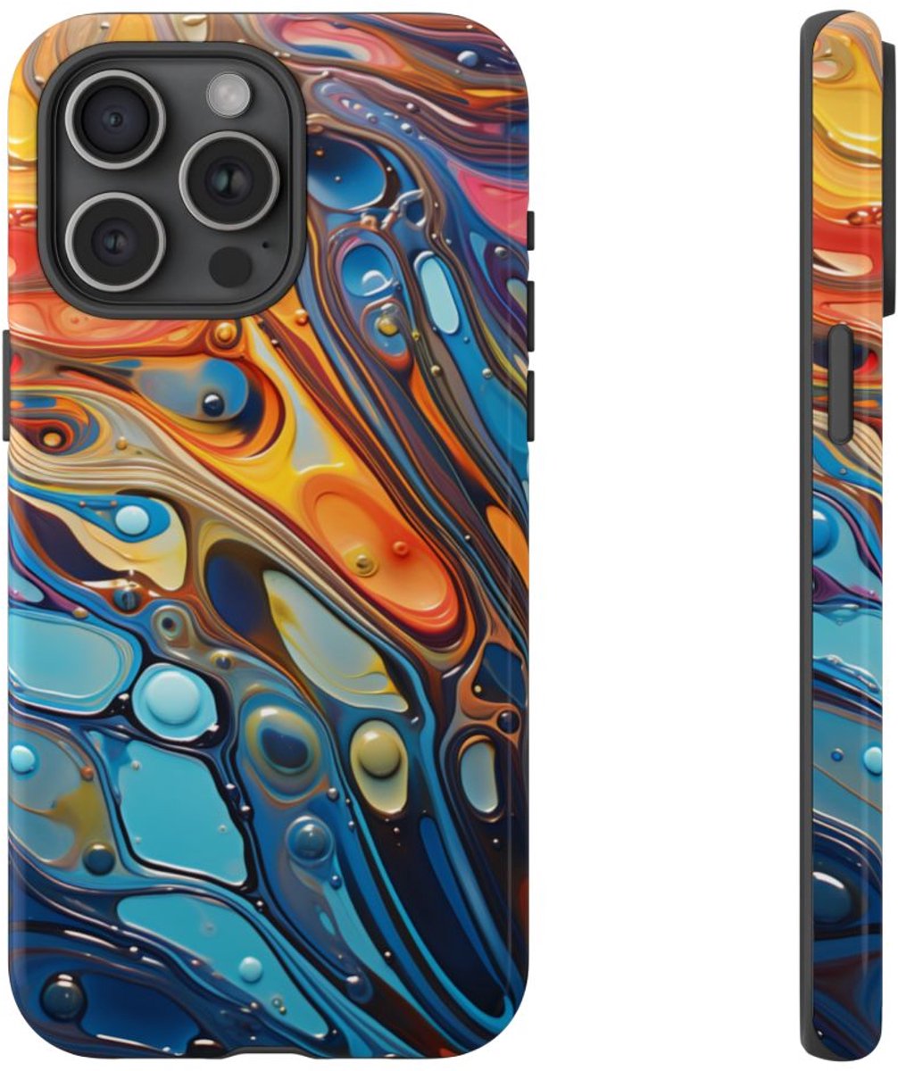 Levendige Abstracte Vloeistofgolven – Telefoonhoesje Geschikt voor iPhone 15 Pro Max