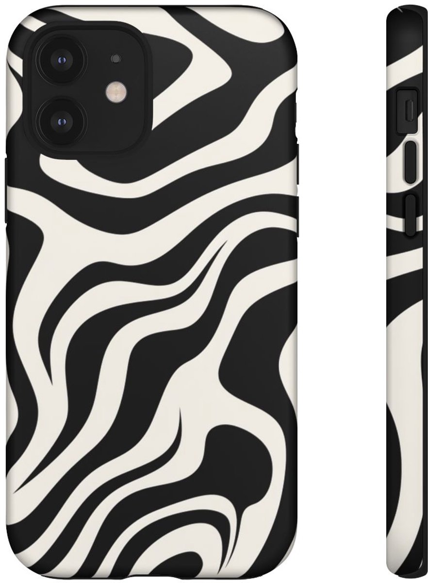 Zwart-Wit Abstract Zebra-Patroon – Telefoonhoesje Geschikt voor iPhone 12