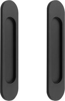 2-pack ovale schuifdeurgrepen, zelfklevende matzwarte aluminiumlegering, geen boren nodig, geschikt voor schuifdeuren, ramen, kasten