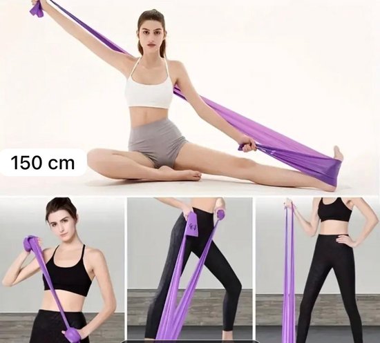 Akyol - Weerstand Band - yoga band- yoga - Lengte 1,5 meter - Sporten - Thuis sporten - paars - Resistance band - Exercise at home