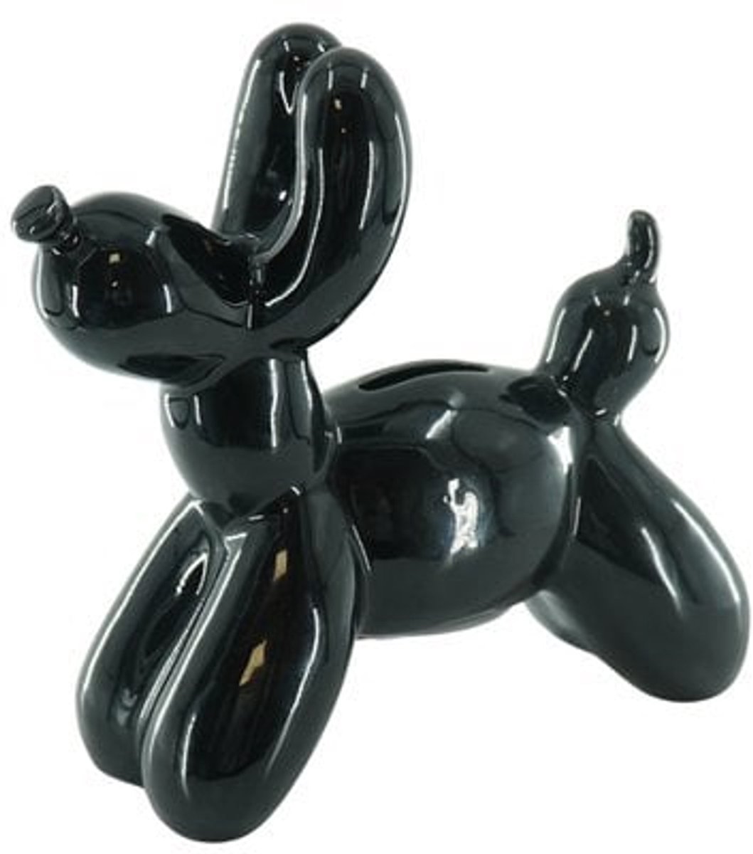 Housevitamin Ballon Hond Ornament – Keramiek – Zwart – Spaarpot – 17 cm