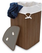 relaxdays 2 x panier à linge bambou - paniers à linge avec couvercle - triangle - 63 L - marron