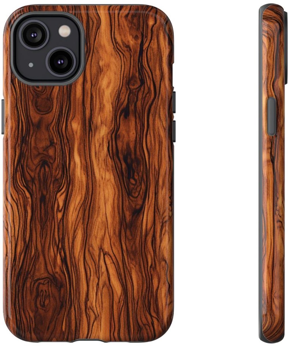 Luxe Burlhoutstructuur – Telefoonhoesje Geschikt voor iPhone 14 Plus