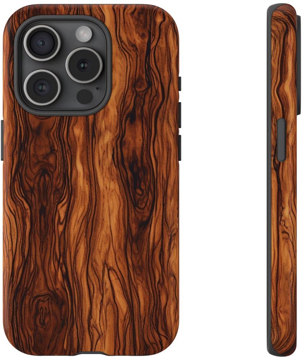 Luxe Burlhoutstructuur – Telefoonhoesje Geschikt voor iPhone 15 Pro
