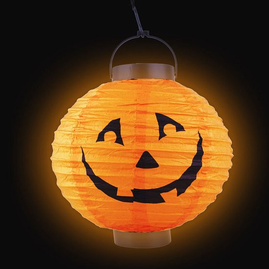 Funny fashion Halloween decoratie - 4x - pompoen - 20 cm - versiering - met LED licht - bollampioen — afbeelding 4