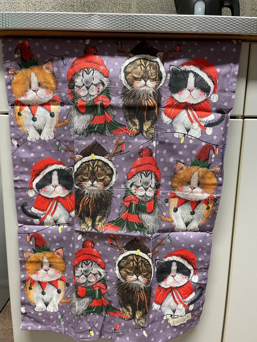 Alex Clark Theedoek Kerst Christmas Cats ~ Katten winter/kerst