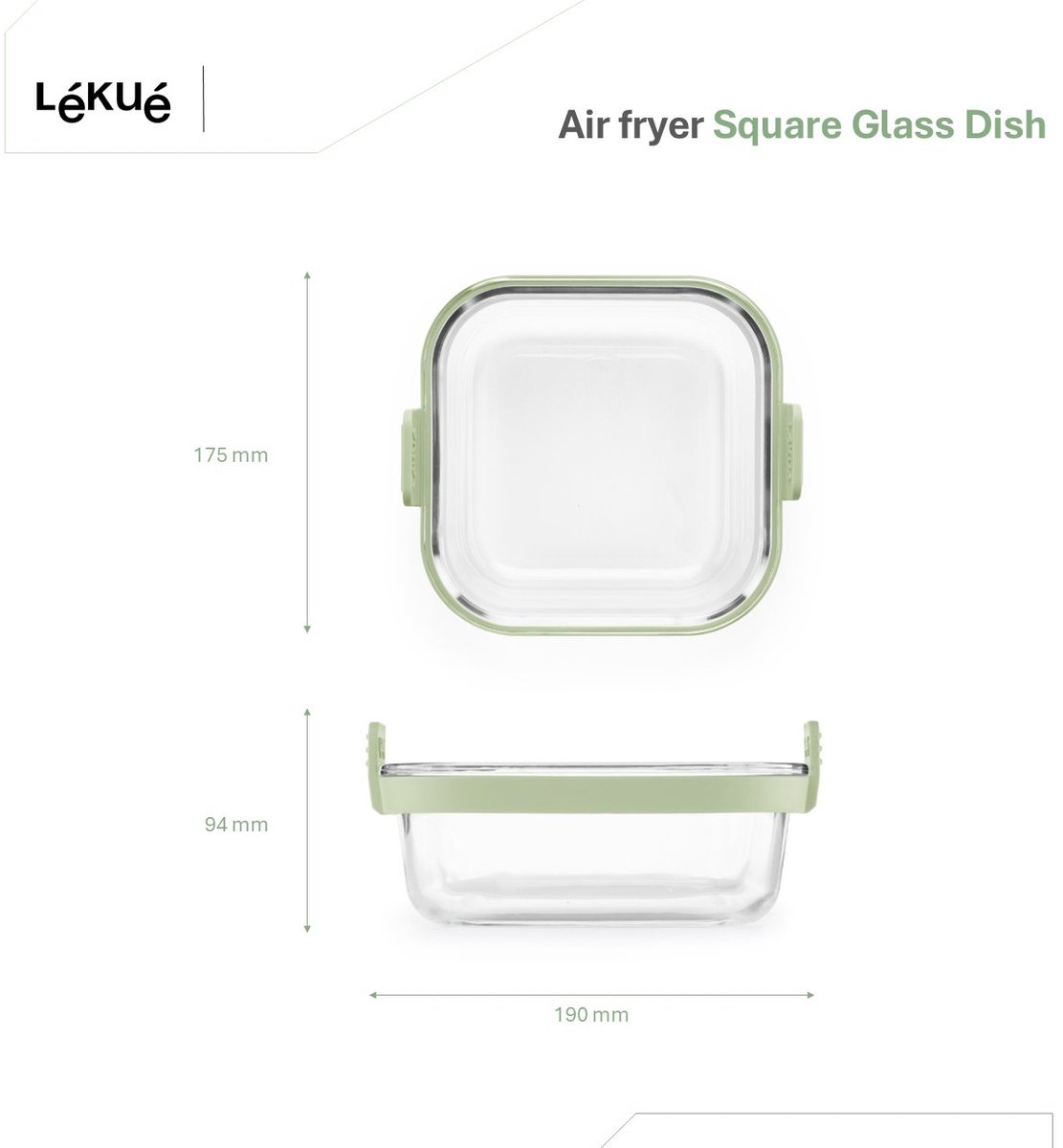 Lékué Airfryer Ovenschaal Vierkant - Glas - Transparent — afbeelding 7