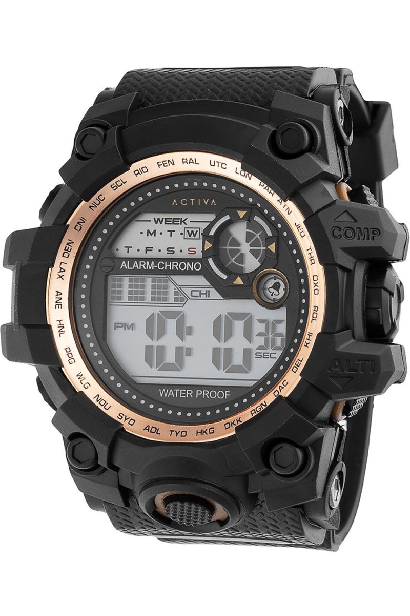 Activa x Invicta Digital ACW430-002 Heren Horloge - Waterdicht - Digtaal - Quartz Uurwerk - Plastic met zwarte Wijzerplaat - 52mm